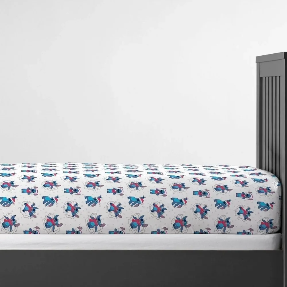 Disney Lilo & Stitch Twin Sheet Set Holiday 3 Piece Set Christmas Sheets New
